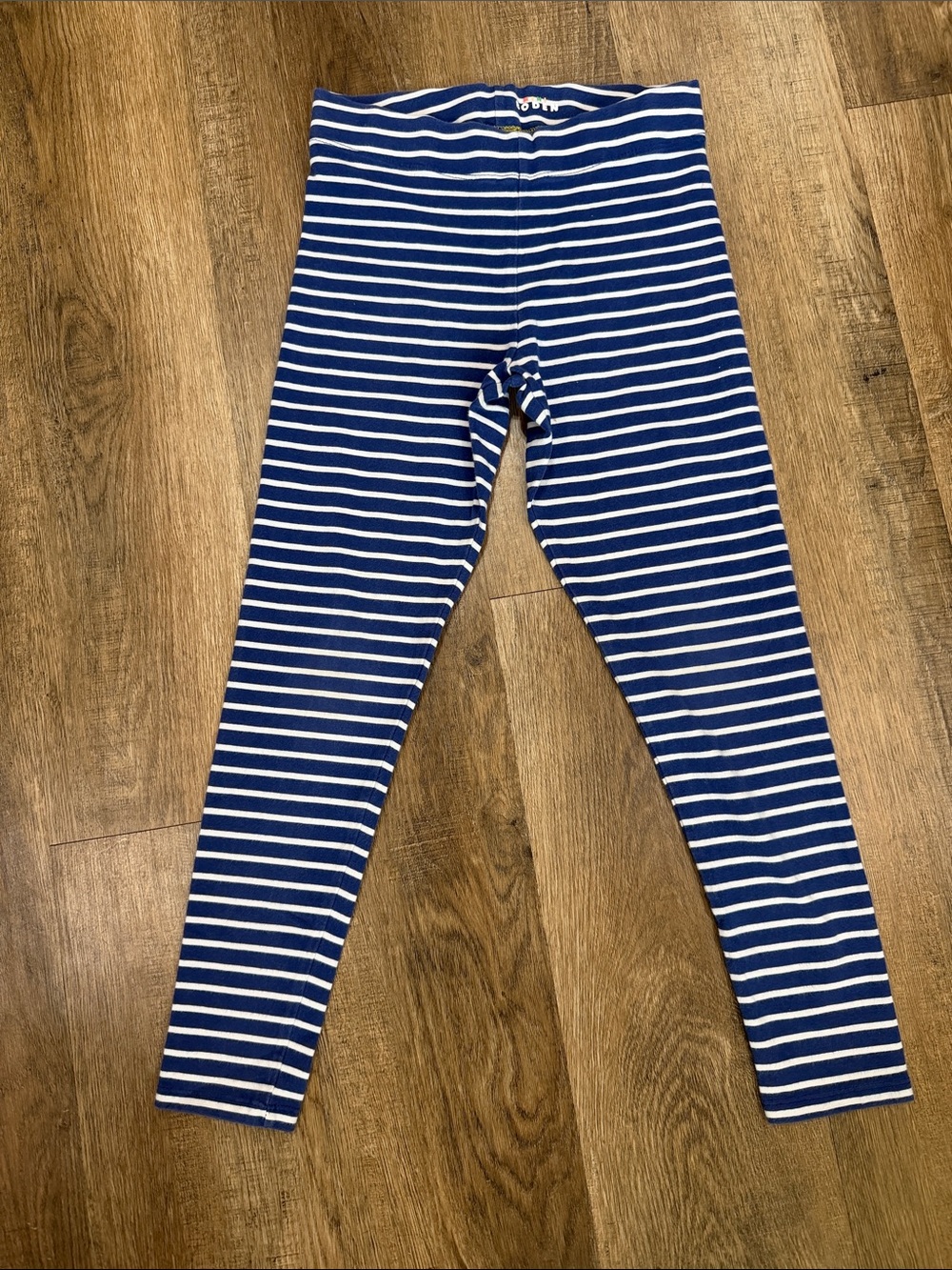 Mini Boden Striped Blue & White Kids Leggings